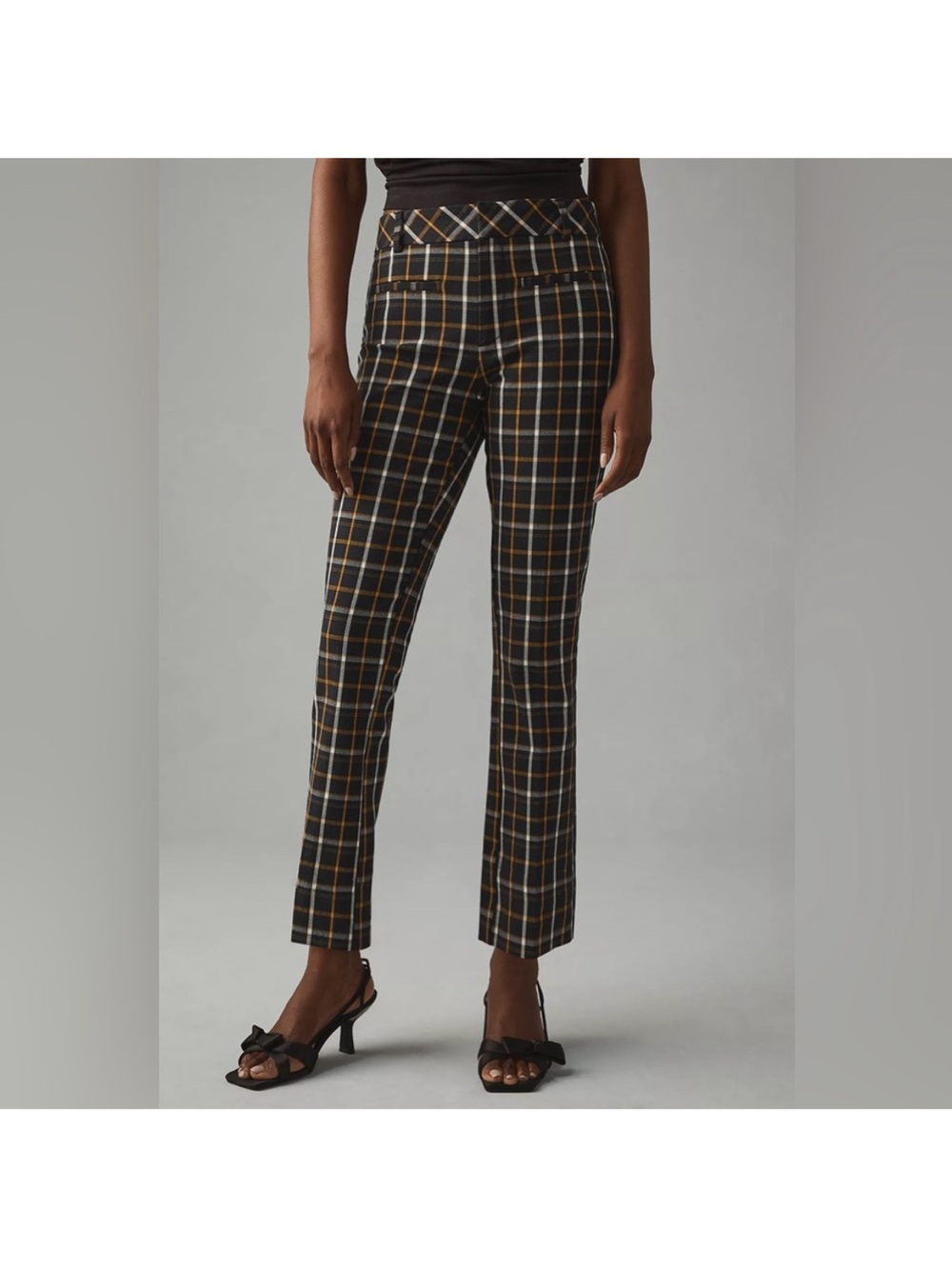 Anthropologie Trouser Pants The Essential Office Casual Black Plaid . Size 6. - Picture 3 of 9